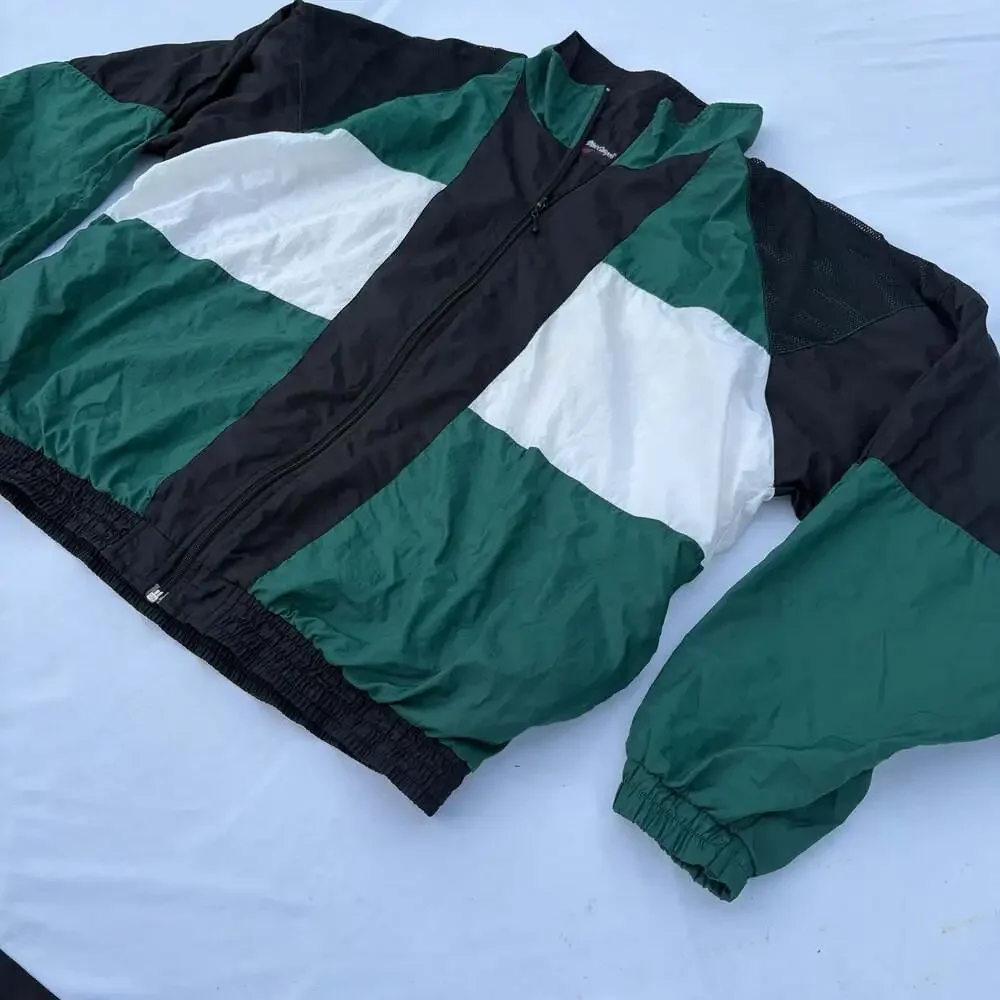 MacGregor Vintage 90s Colorblock Full Zip Windbreaker Jacket XL Green Black